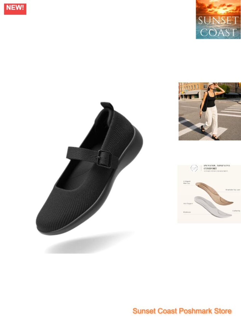 Womens Ballet Mary Jane Flats Comfortable Knit Round Toe Shoes